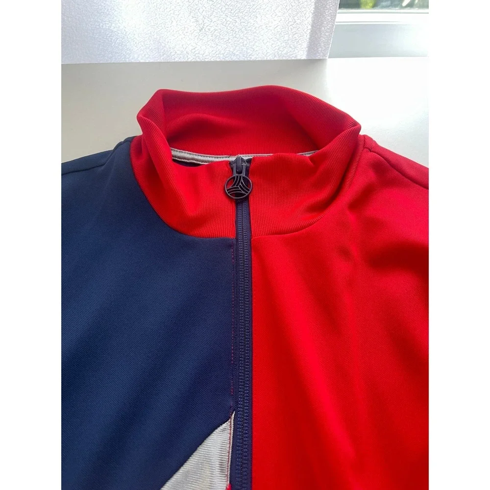 Adidas Track Jacket Red Navy‎ Blue Athletic Full Zip Men's Size L